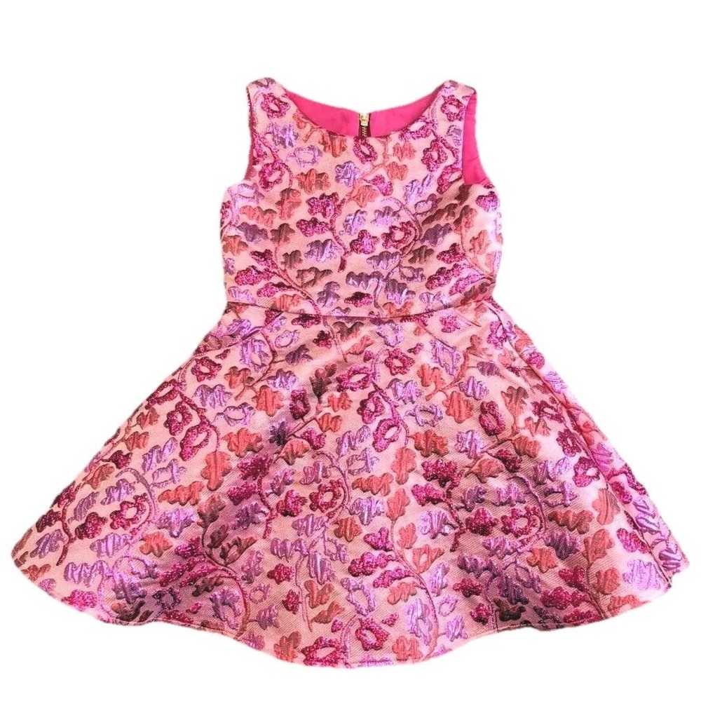 Zoe Ltd Fit And Flare Dress Girls 6 Pink Jacquard Sleeveless Party Wedding